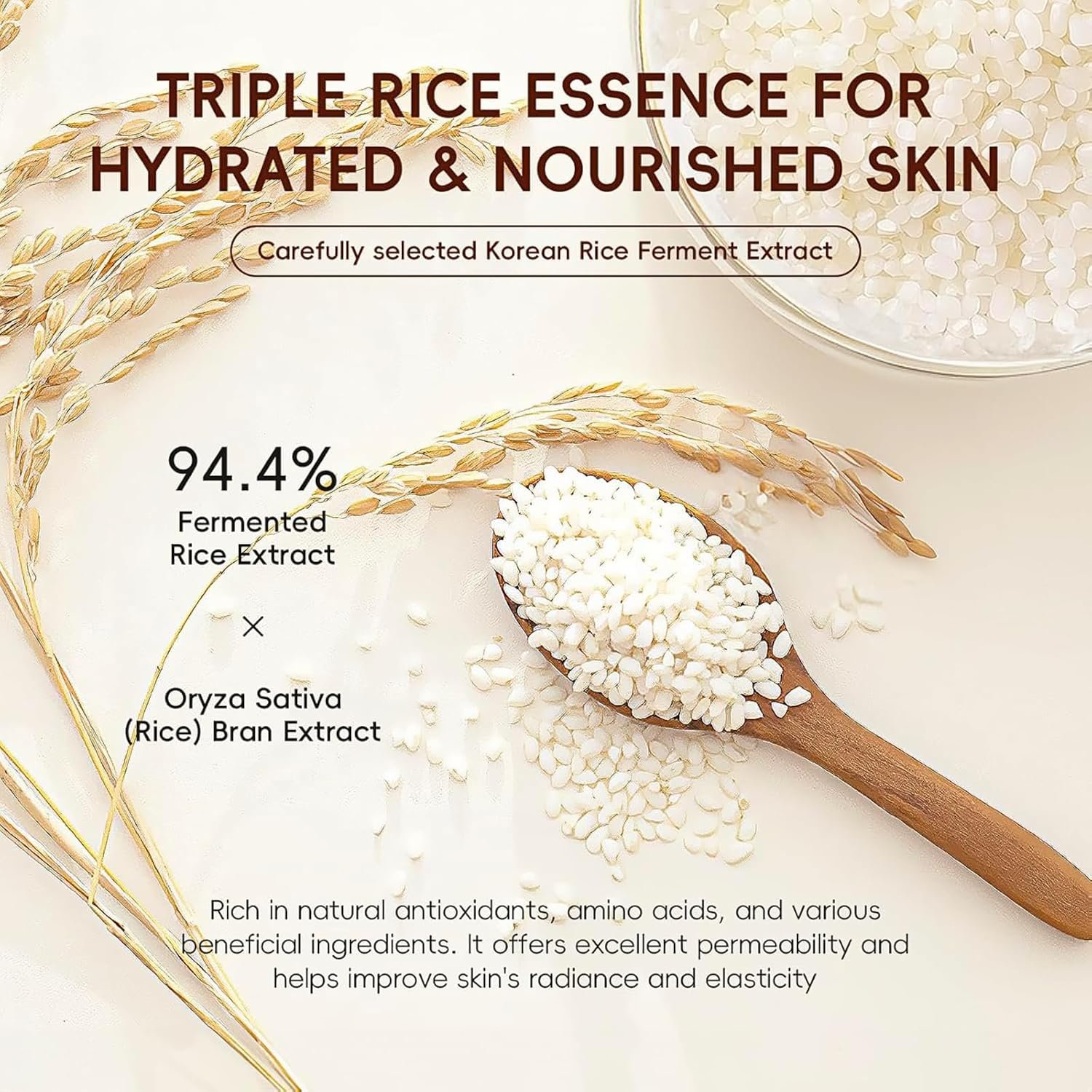 15PC Luxury Rice Korean Skin Care Set Gift Kit for Women, Glass Skin | Luxury rice skincare gift set with cleanser, toner, serum, sunscreen, eye masks, brush, headband, bag & card for glass glow - Image 2