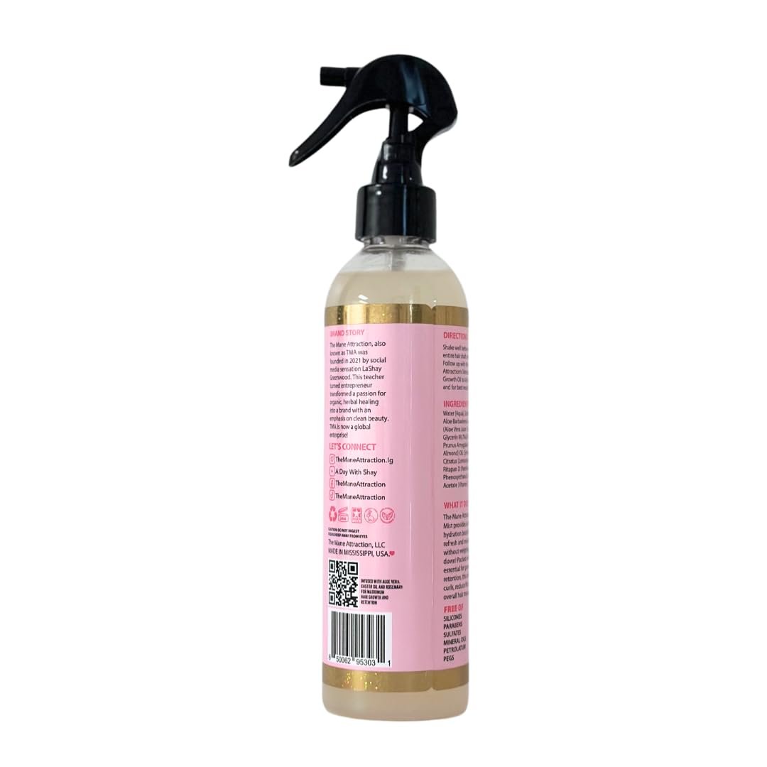 The Mane Attraction Hair Growth Moisture Mist for All Hair Types, 8 Fl Oz | Lightweight Daily Spray for Thicker & Longer Hair, Infused with Aloe Vera Juice, Sweet Almond Oil & Honey - Image 7