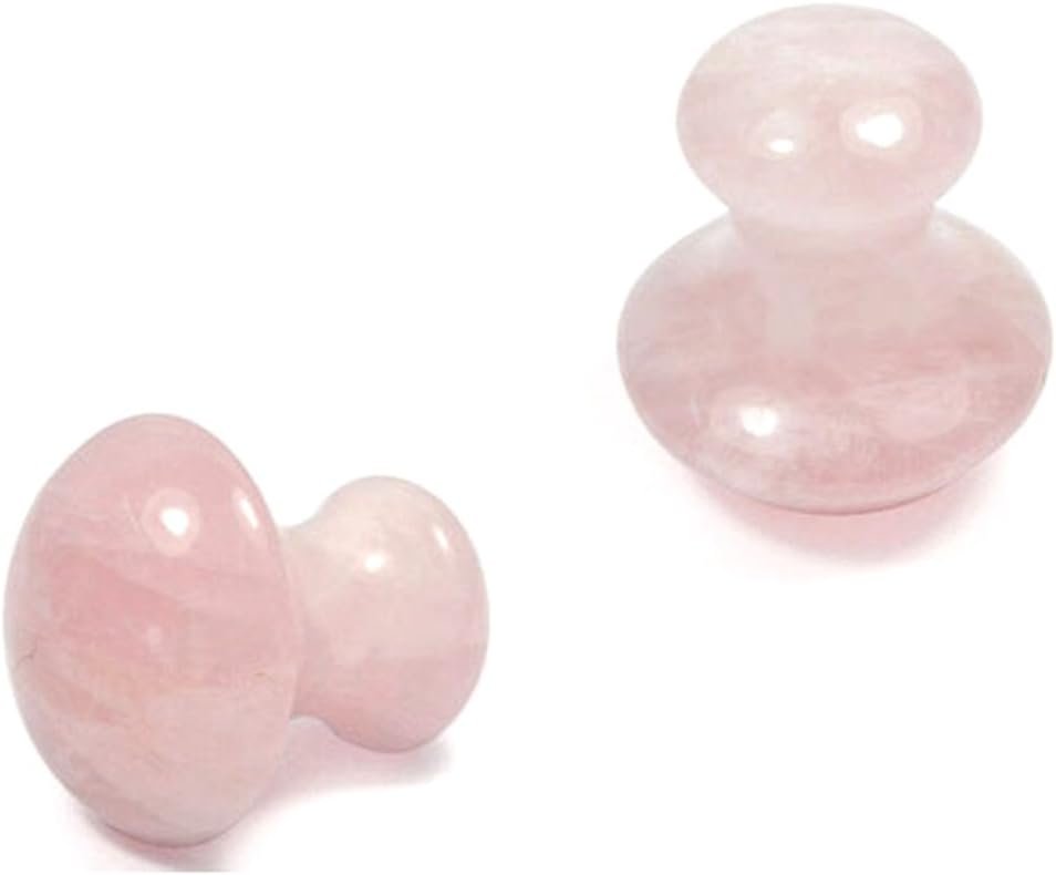 2pieces Gua Sha Tool,Gua Sha Scraping Massage Tool,Crystal Chakra Healing Stone,Mushroom Shape Guasha Facial Massage Stone for Eye Face Neck Skin Body Beauty Spa Relaxing Set(Rose Quartz)