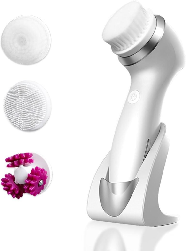 3-in-1 Rechargeable Facial Cleansing Brush, Electric Face Scrubber for Deep Cleansing, Gentle Exfoliating Face Wash Brush, Facial Massager, Waterproof Skincare Tool for Women and Men