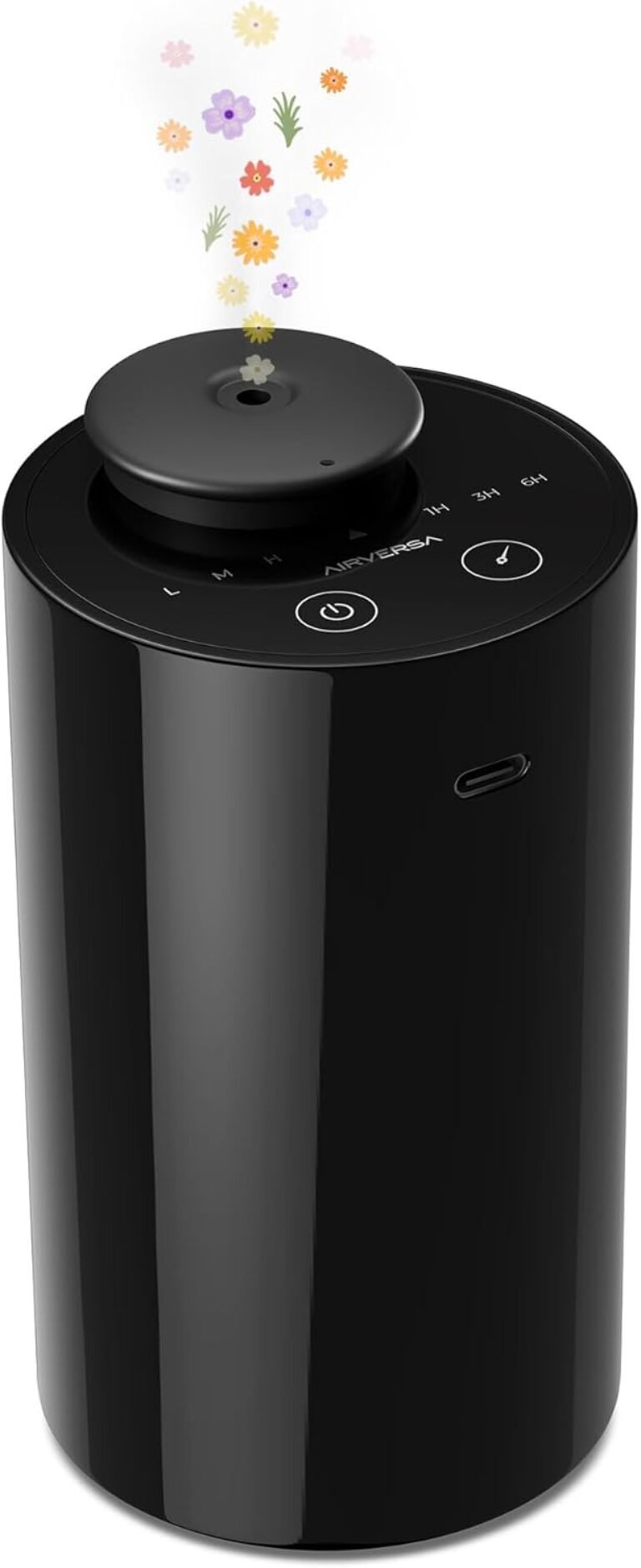 Airversa AN6 Waterless Diffuser for Essential Oil for Home, Room, Black | Up to 600 sq ft, Battery Operated, 20mL, Timers & Mist Levels, Car Diffuser, for Office, Bathroom, Cold Air, Portable