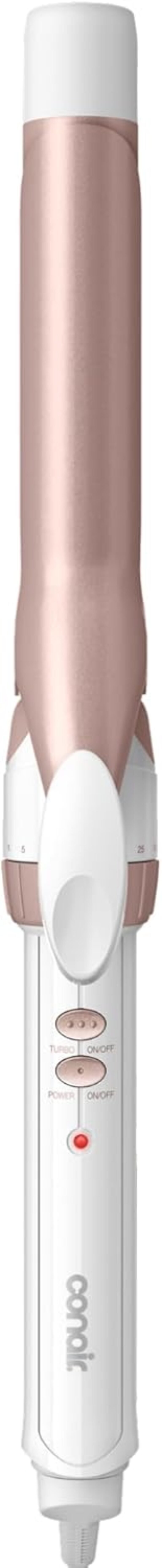 Conair Curling Iron, Double Ceramic, 1" Barrel, White/Rose Gold | Hair curler and hair waver for medium to long hair with 30 heat settings, built-in heat protection, a cool tip, and auto off