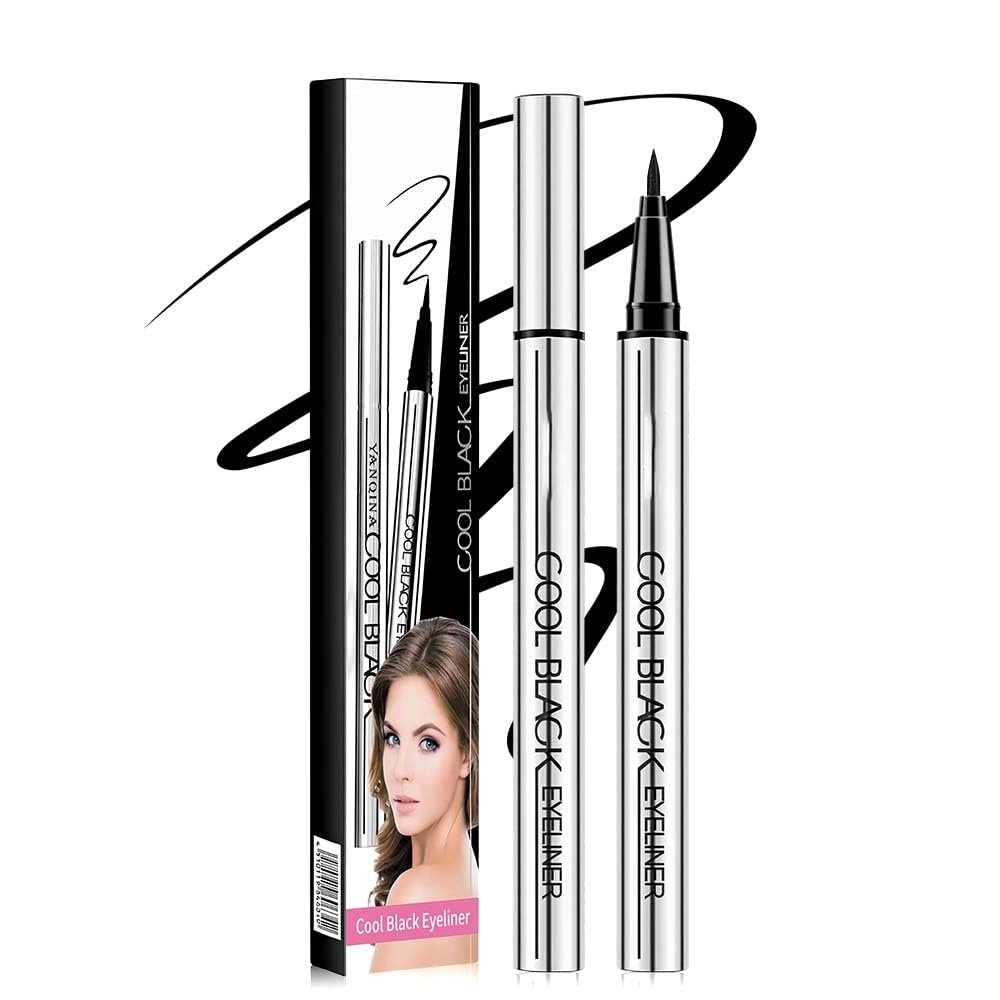 Long-lasting Eyeliner, 24 Hour Waterproof Liquid Eyeliner Pen, Cat Eye Liner with Ultra-Fine Tip for Sensitive Skin, Lightweight, Quick Dry, Smudge Proof, Matte Finish (Black)
