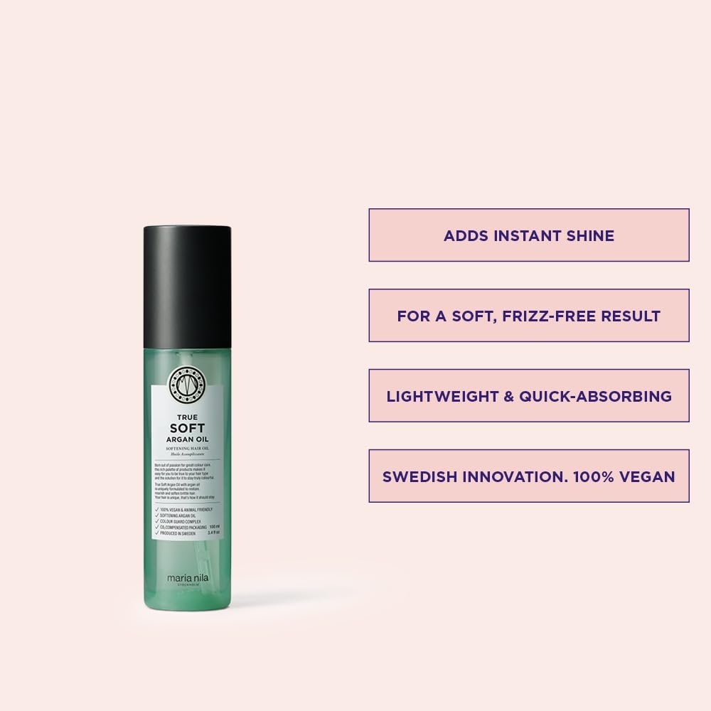 Maria Nila True Soft, Moisturizing Argan Oil For Dry Brittle Hair, Argan Oil Remoisturises & Reduces Frizz, 100% Vegan & Sulfate/Paraben free - Image 2