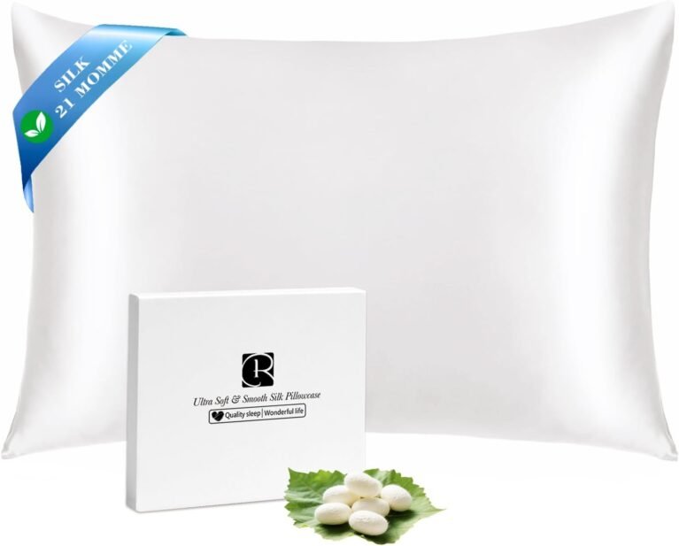 Ravmix 21 Momme 100% Mulberry Silk Pillow Case Standard 20x26, Ivory White | Reduces hair frizz & skin creases, Cool for hot sleepers, Beauty sleep gift box, Hidden zipper, Breathable natural, 1 pack