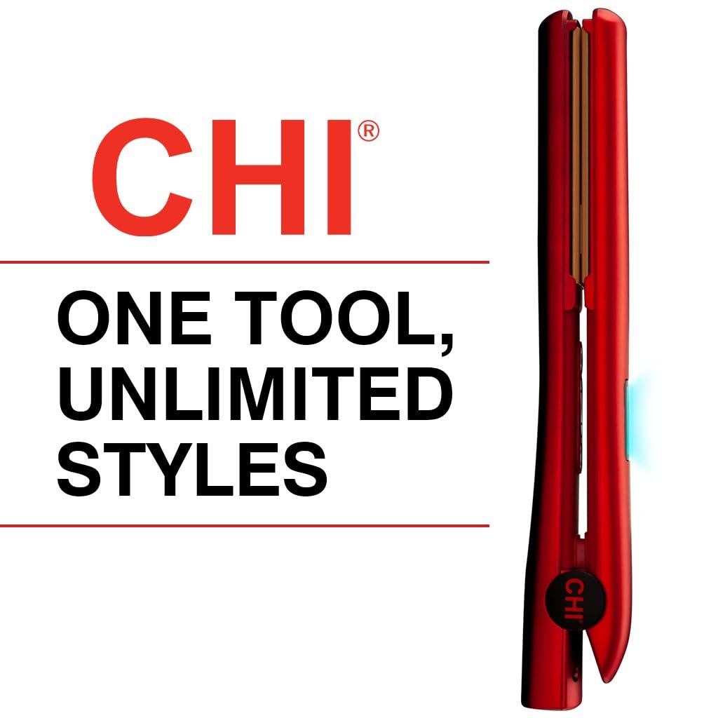 CHI Original Digital Ceramic Hair Straightener 1", Hairstyling Iron, Delivers Shiny Smooth Results, Even Heat for Less Damage, Ruby Red - Image 4