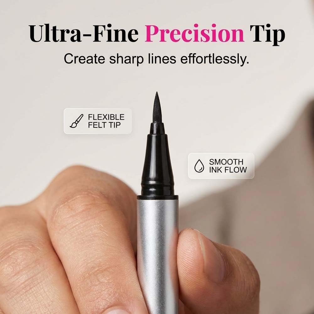 Long-lasting Eyeliner, 24 Hour Waterproof Liquid Eyeliner Pen, Cat Eye Liner with Ultra-Fine Tip for Sensitive Skin, Lightweight, Quick Dry, Smudge Proof, Matte Finish (Black) - Image 3