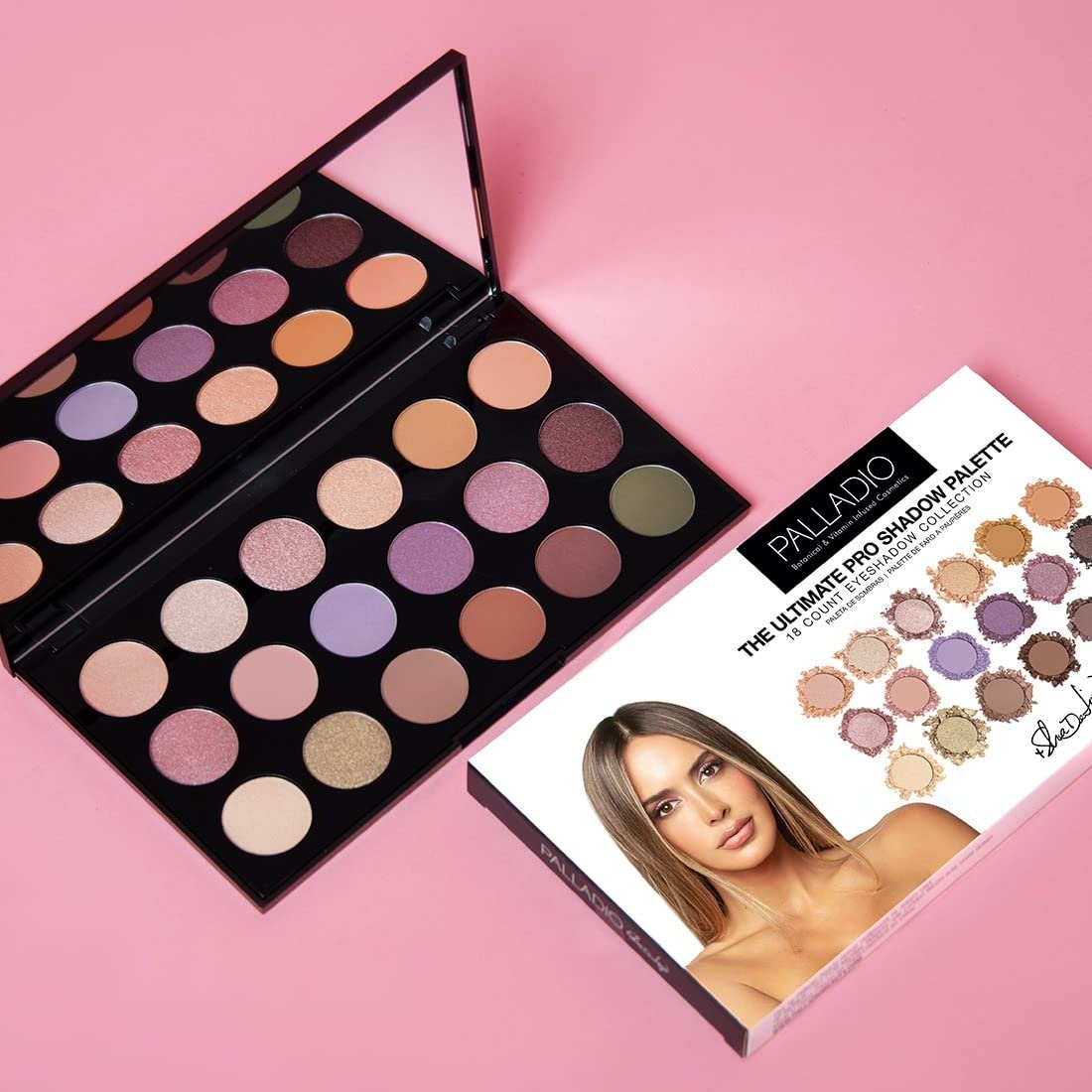 Palladio Ultimate Pro Eyeshadow Makeup Palette with Mirror, 18 High-Pigmented Powder Colors, Matte, Shimmer, Metallic, Satin Finishes, SHANNON DE LIMA - Image 5