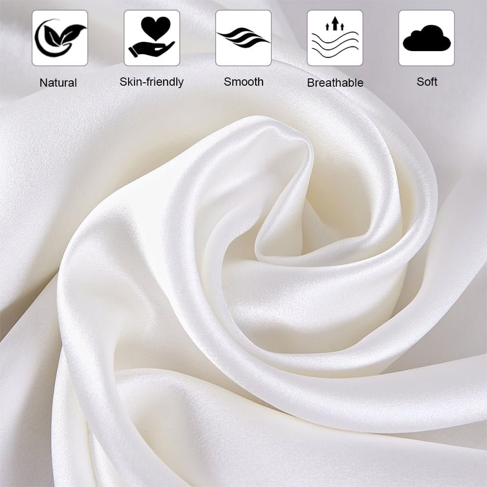 Ravmix 21 Momme 100% Mulberry Silk Pillow Case Standard 20x26, Ivory White | Reduces hair frizz & skin creases, Cool for hot sleepers, Beauty sleep gift box, Hidden zipper, Breathable natural, 1 pack - Image 7