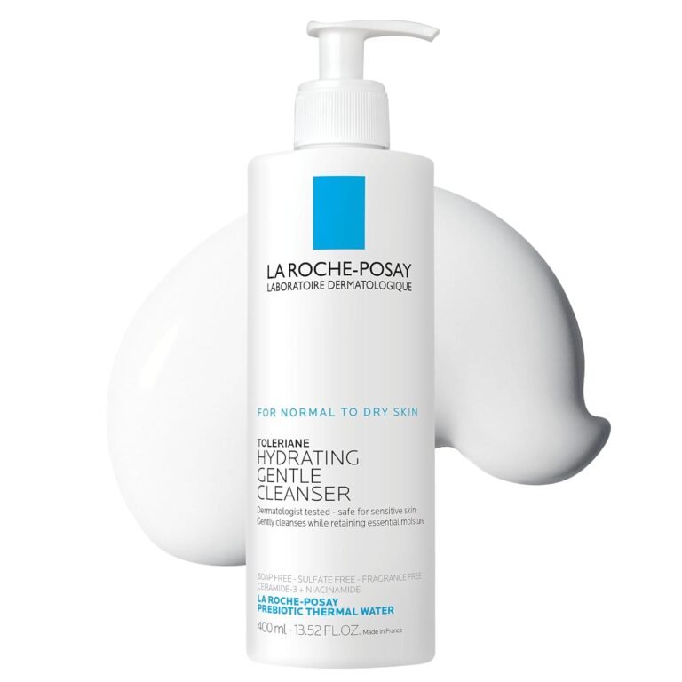 La Roche-Posay Toleriane Hydrating Gentle Facial Cleanser, with Niacinamide | Face cleanser with niacinamide & ceramides, safe for sensitive skin. Daily face wash for normal to dry skin, fragrance free.