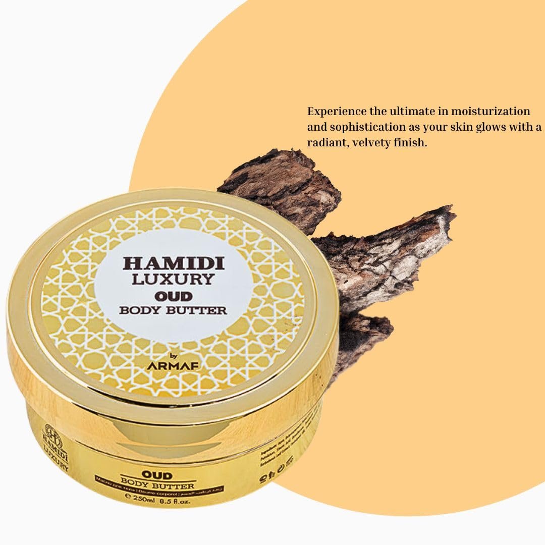 Hamidi Luxury Oud Body Butter For Women 250ML (8.4 OZ) Ultra Moisturizing body butter For Dry Skin, Nourishing And Replenishes Dry Skin, Experience Deep Cleansing With Luxurious Oud Sweet Scent - Image 2