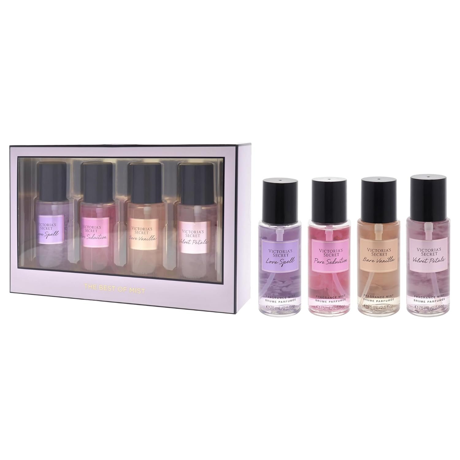 Victorias Secret The Best of Mist Set for Women - 4 Pc Gift Set with Love Spell & Pure Seduction Fragrance Mists - Image 4