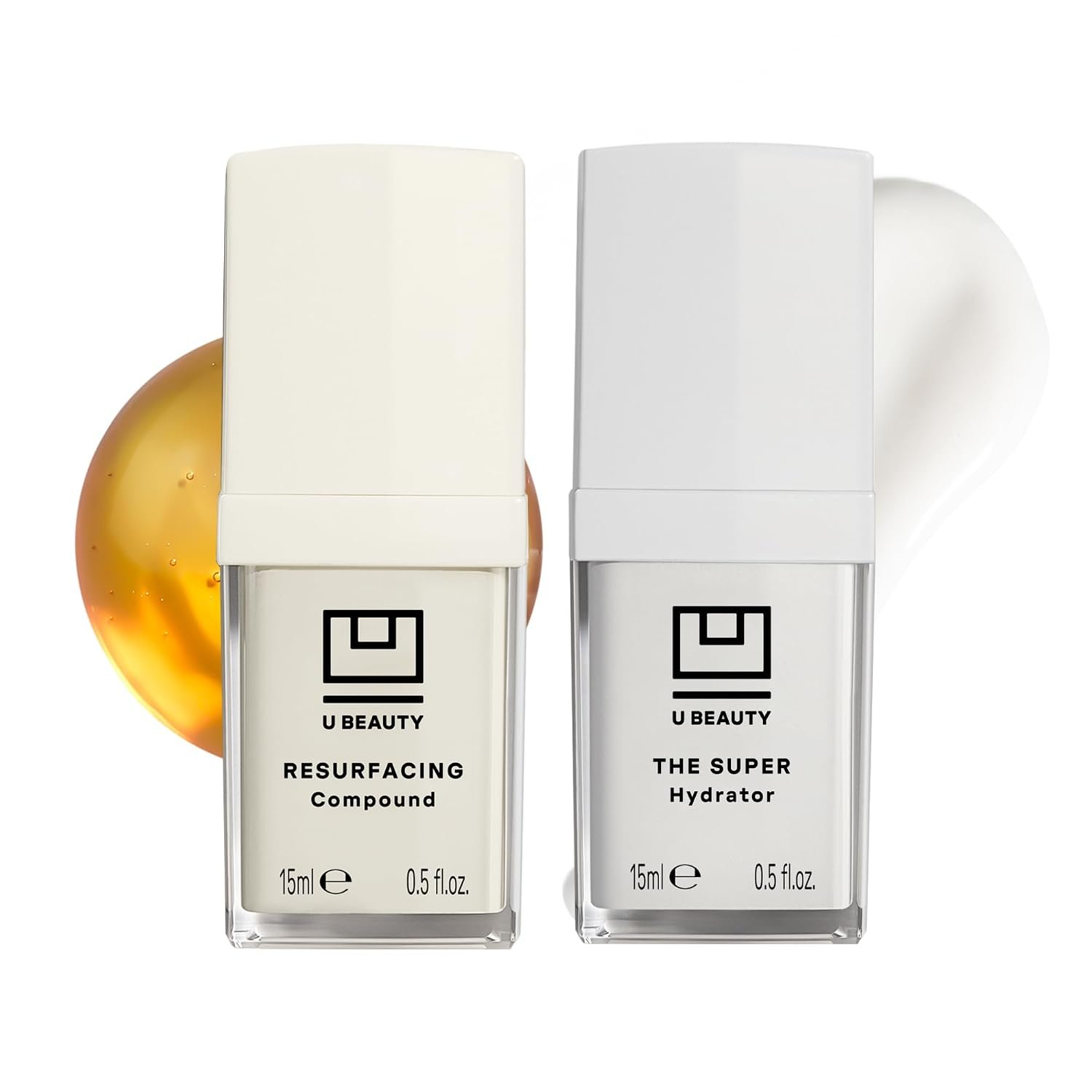 U Beauty Duo - Resurfacing Compound & SUPER Hydrator Set - 2 ct | Vitamin C & E, retinol, hyaluronic acid, moisturizing face serum duo, for smooth, hydrated and softer skin, 0.5 fl oz
