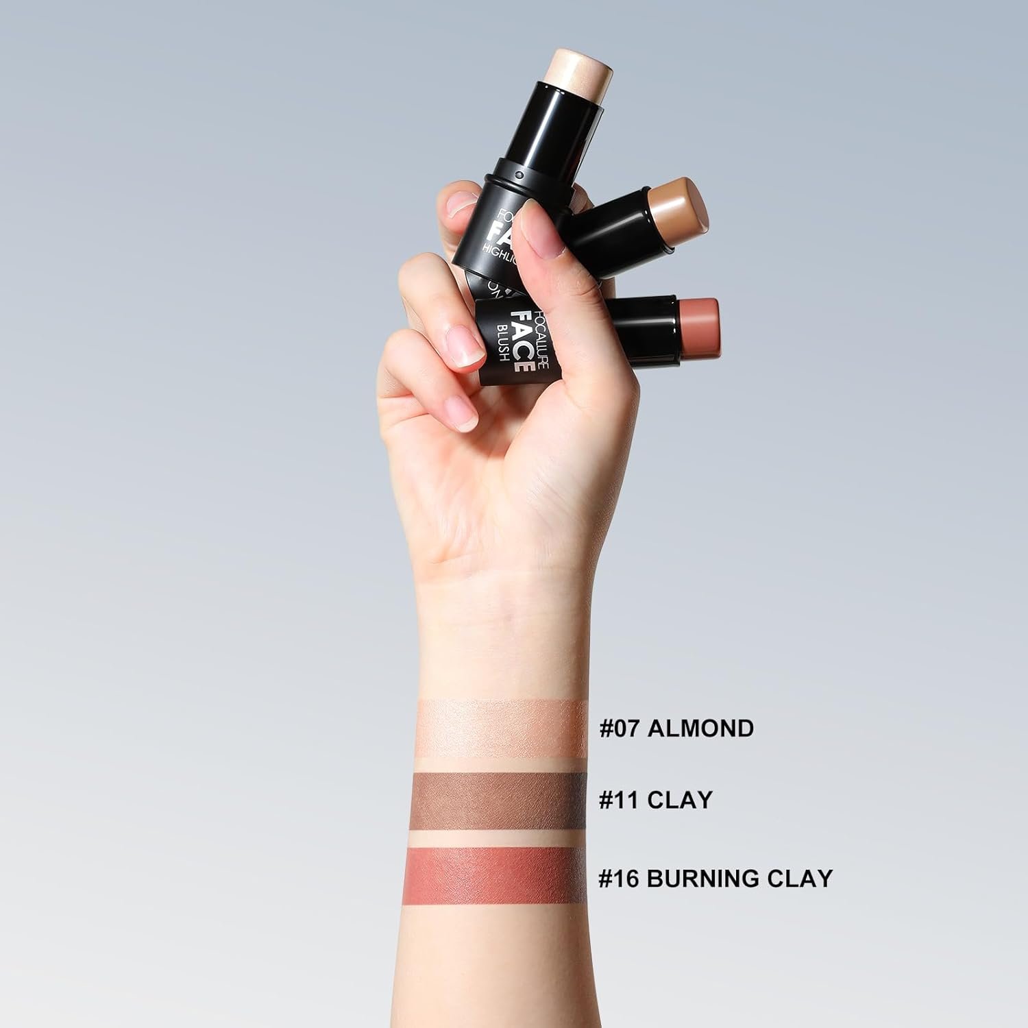 FOCALLURE 3 Pcs Cream Contour Sticks,Shades with Highlighter & Bronzer & Blush,Non-greasy Long-wear Face Contouring Pen,Easy to Sculpt the Face and Create a Lightweight Finishing Makeup,MEDIUM - Image 3
