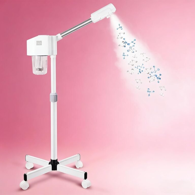 Professional Facial Steamer, Hot Mist Spray, Vaporizador Facial Steamer for Esthetician, Height Adjustable, SPA at Home, White
