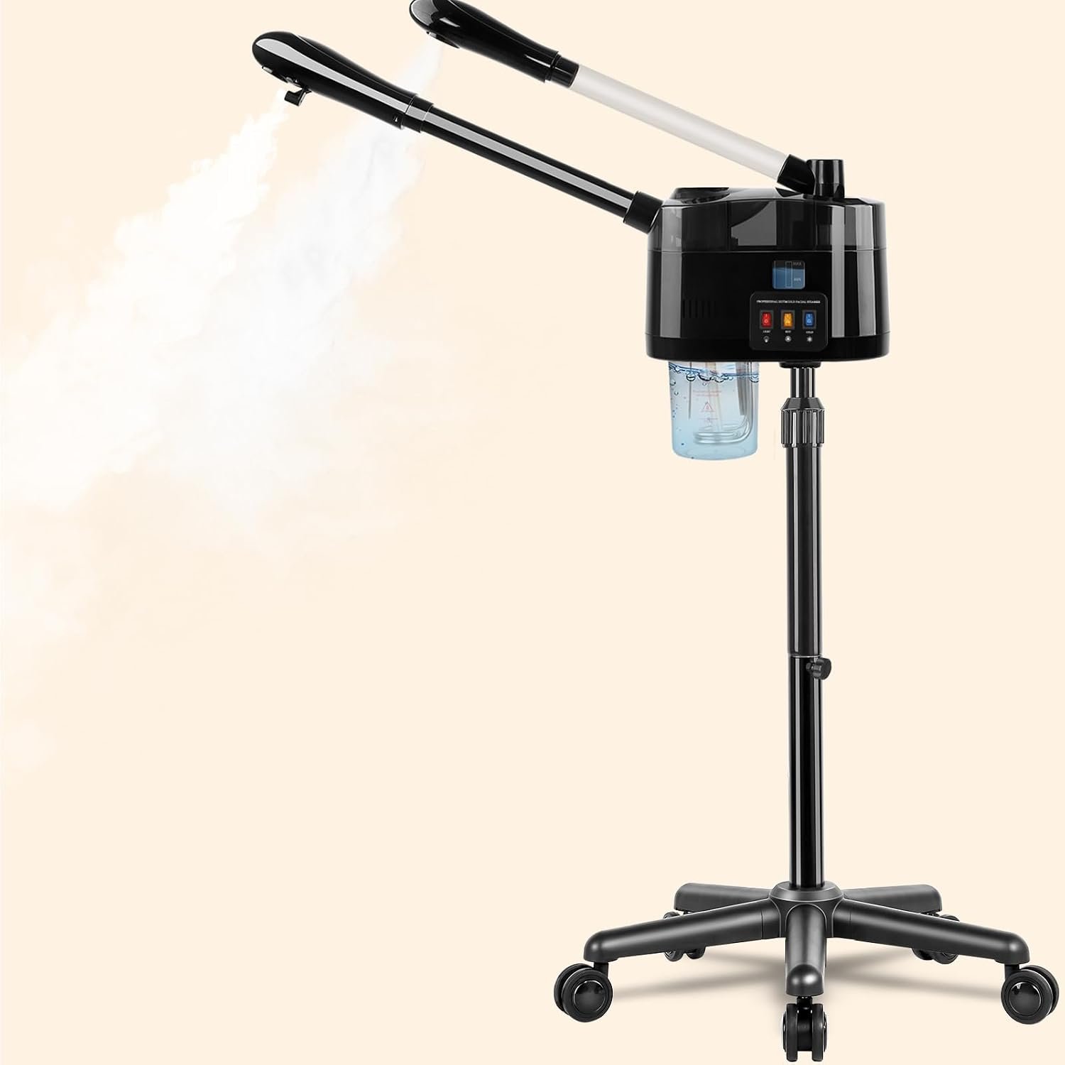 Professional Facial Steamer,Hot & Cold Ozone Esthetician Steamer,Black | Ozone Facial Steamer for Deep Cleansing and Hydration,Hot Mist&Timer Steamer Face Spa,Suitable for Beauty or Home Use