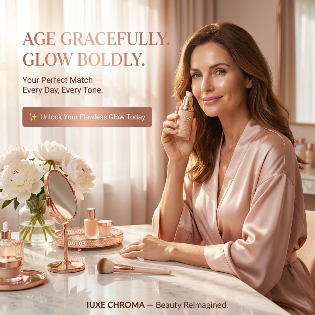 Official Iuxe Foundation for Mature Skin, 4-in-1 Foundation - Longwear Match, Hydrating Full Coverage, Long-Lasting & Waterproof, for all Skin Types - Image 8