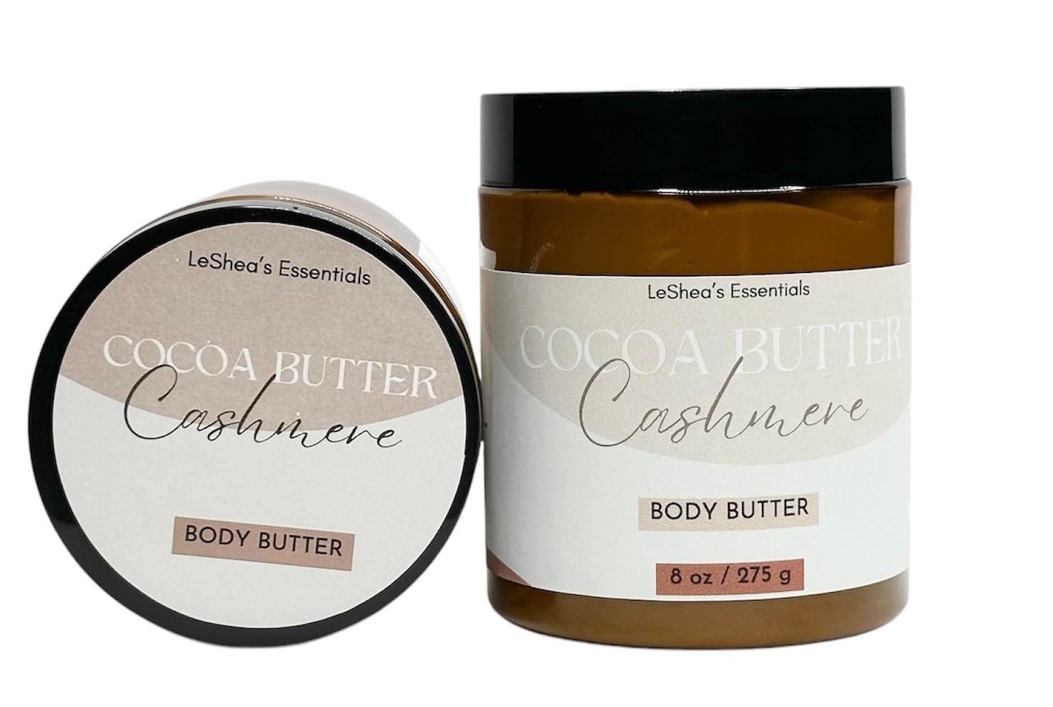 LE SHEA Cocoa Butter Cashmere Body Butter, Vegan Skin Cream Moisturizer, Shea Butter, Mango, Vitamin E Oil Hydrating Skin Plant Based Care Thick Lotion for Dry Sensitive Dry Cracked Hands Feet 8 oz - Image 2