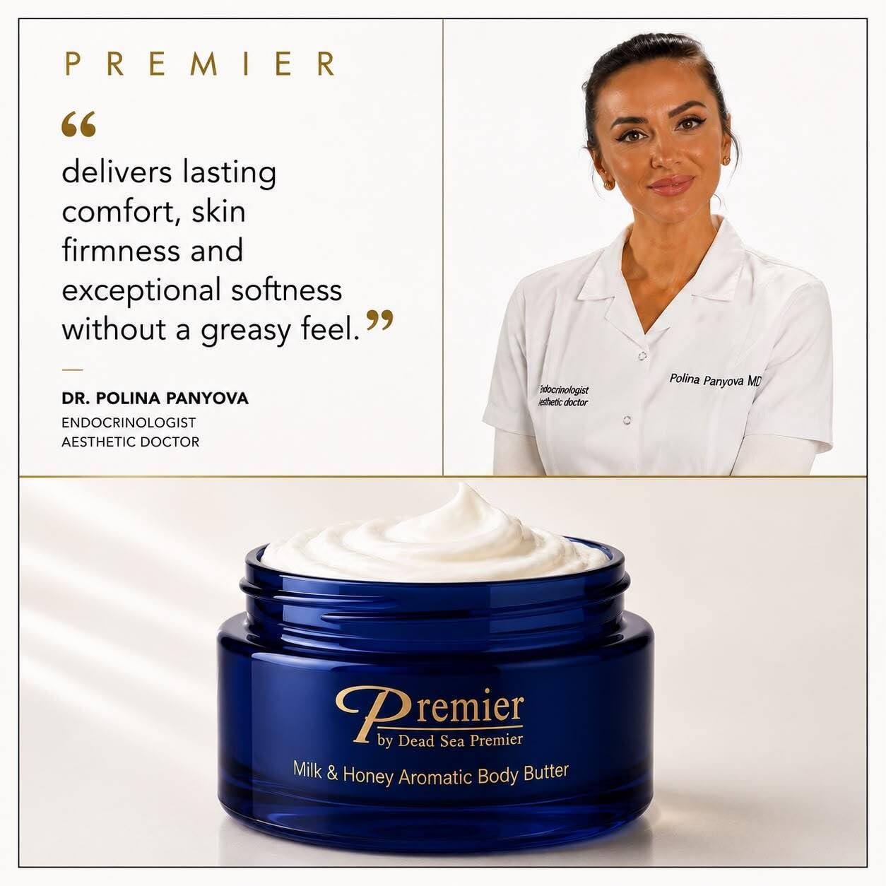 Premier Dead Sea Anti-Aging Body Cream - Milk & Honey 5.95 Fl Oz | For Dry Skin with Dead Sea Minerals, Firming Lotion for Women, Luxury Skin Care - Image 2