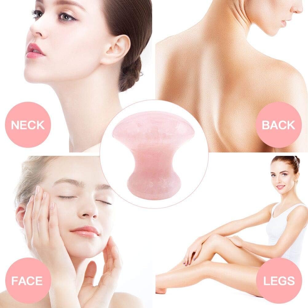 2pieces Gua Sha Tool,Gua Sha Scraping Massage Tool,Crystal Chakra Healing Stone,Mushroom Shape Guasha Facial Massage Stone for Eye Face Neck Skin Body Beauty Spa Relaxing Set(Rose Quartz) - Image 6