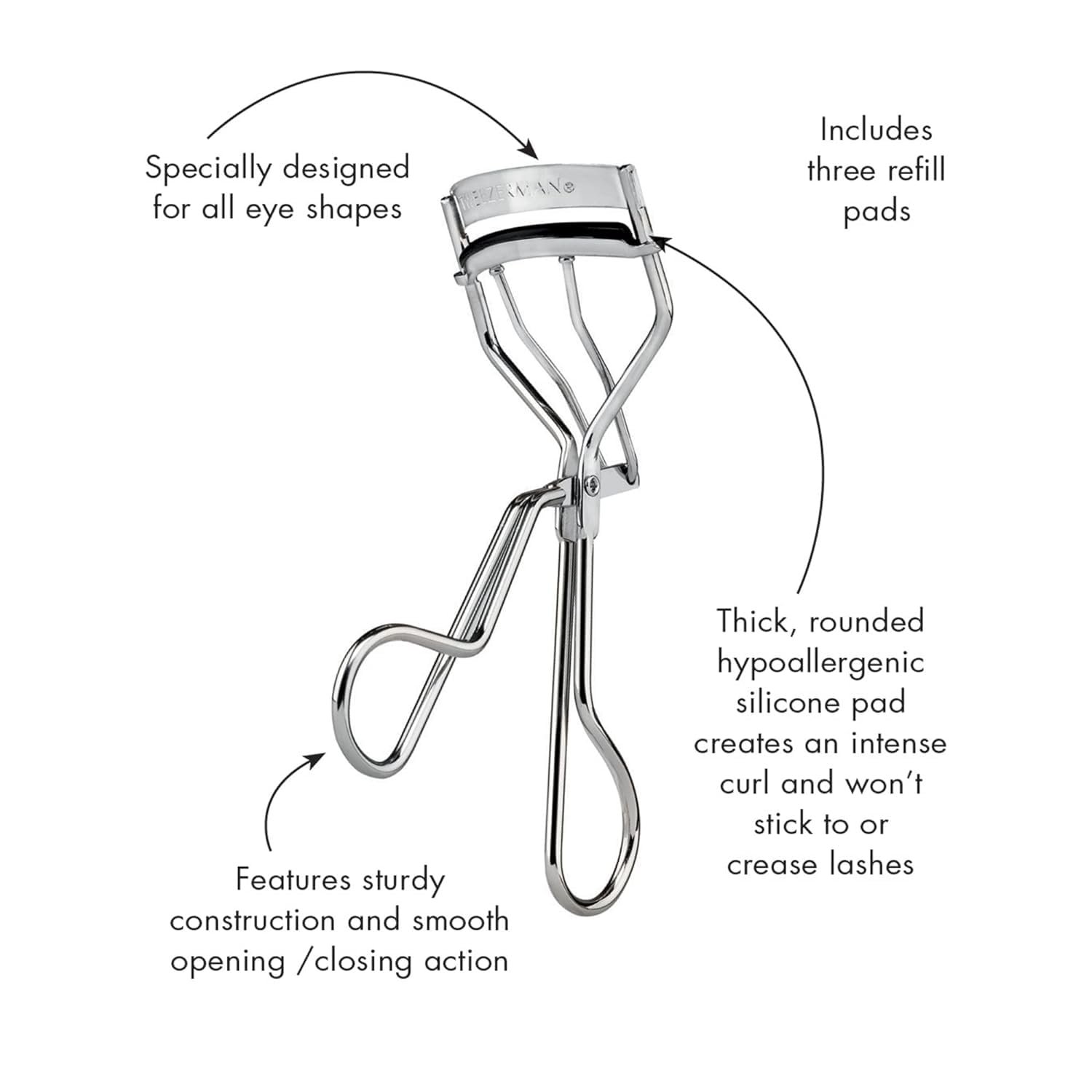 Tweezerman Classic Eyelash Curler for All Eye Shapes with Refill Pads - Image 8