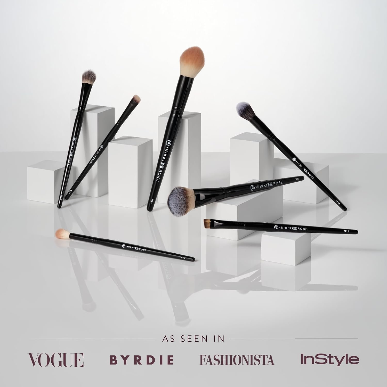 BK BEAUTY Nikki La Rose Pro Artist Makeup Brush Set, 7 Brushes | 7-piece face, eye and lip set for liner, smudging and blending. Synthetic fiber bristles, aluminum handles. - Image 2