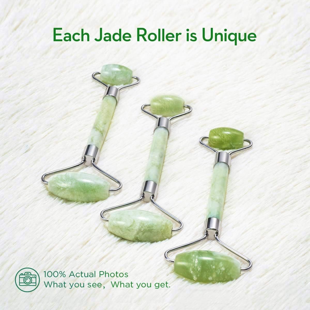 kimkoo Jade Roller and Gua Sha for Face-3 in 1 Kit with Facial Massager Tool,100% Real Natural Jade Stone Anti Aging,Face Beauty Set for Eye Anti-Wrinkle - Image 4