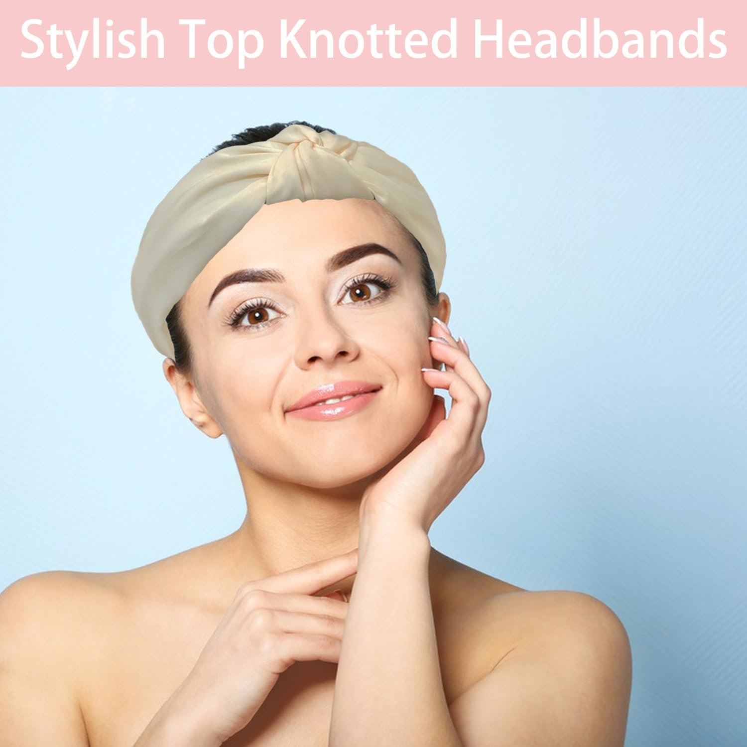 Spa Headband and Wristband Set Top Knotted Headbands Silky Satin Hair Bows Bows Hair Clip Big Hair Claw Clips Butterfly Hair Accessories Satin Silk Scrunchies Quilted Makeup Bag Blank Cards Gift Box - Image 5