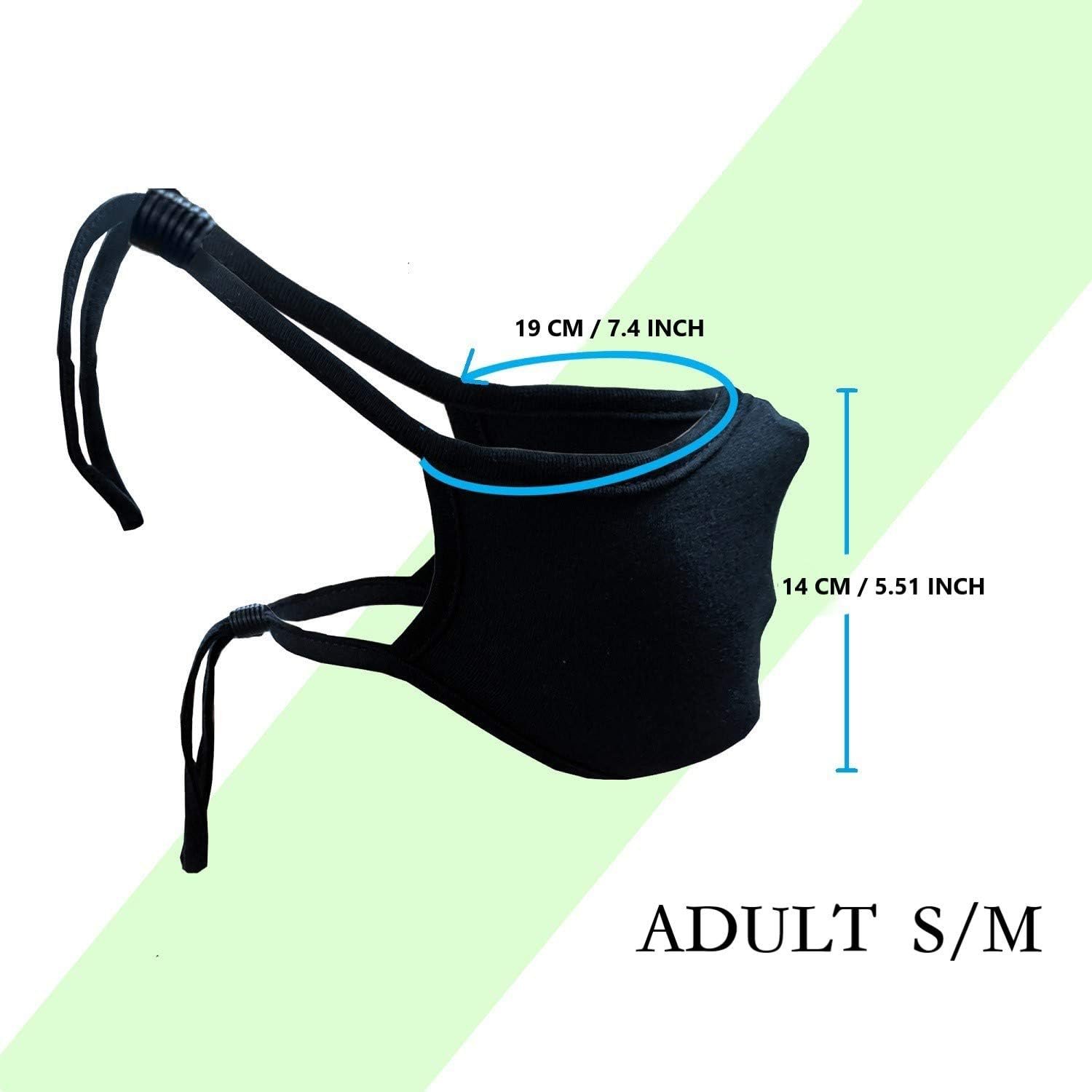 Reusable Black Cloth Face Mask For Men And Women - Washable Breathable Ear Saver Cotton Face Cover - Image 3