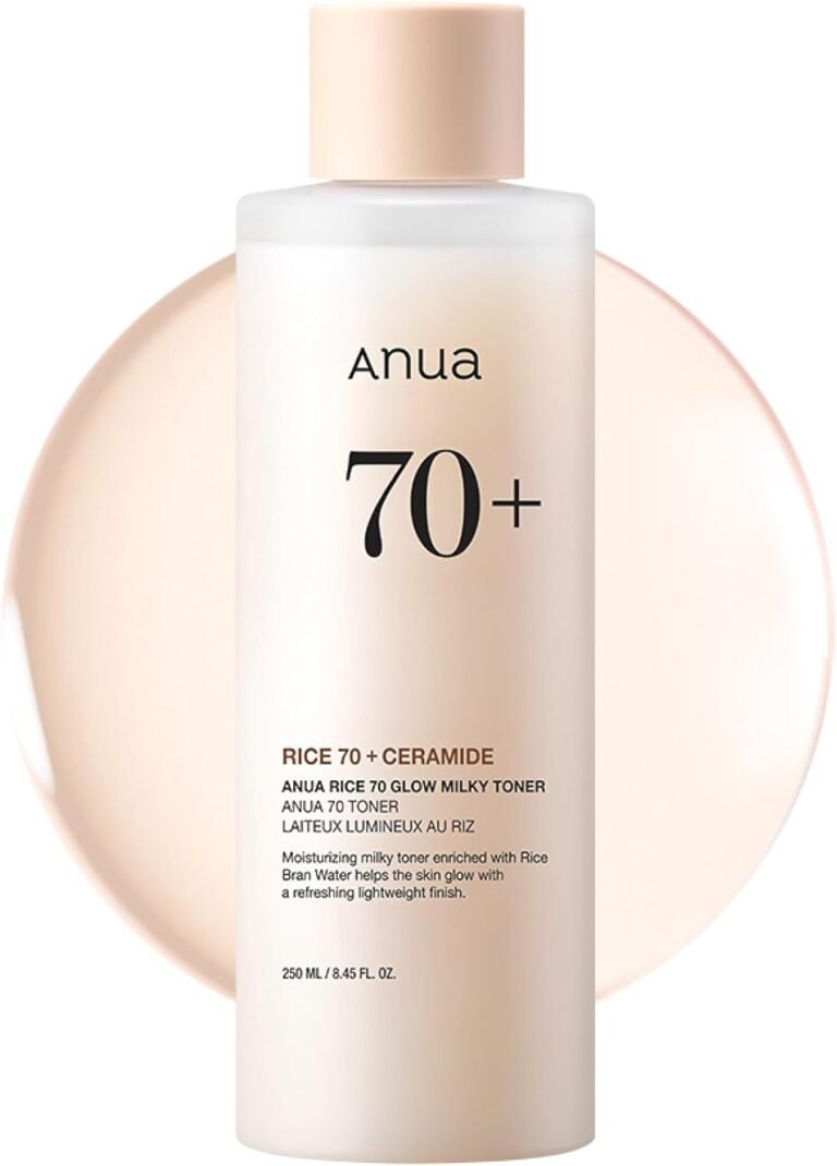 Anua Rice 70 Glow Milky Toner, Non Comedogenic, Korean Skincare, 8.45 fl.oz | Glass & Dewy Skin, Hydrating & Barrier Care, Rice Water, Niacinamide, Ceramides, All Skin Types, Fragrance-Free
