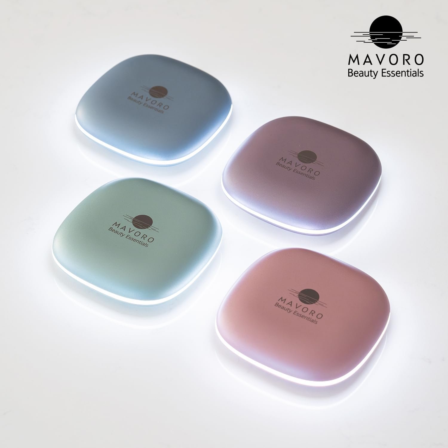 Mavoro LED Compact Makeup Mirror | 1x/10x | USB-C Charging | Arctic Sky | Touch Sensor, Dimmable 3-Mode Lighting, Natural-Looking LED Light, Plush Pouch, Compact for Travel, Purses & Handbags - Image 7