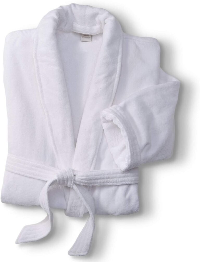 Marriott Terry Velour Bathrobe - Luxury 100% Cotton Hotel Spa Robe - Plush, Absorbent, Machine Washable - Shawl Collar, One Size