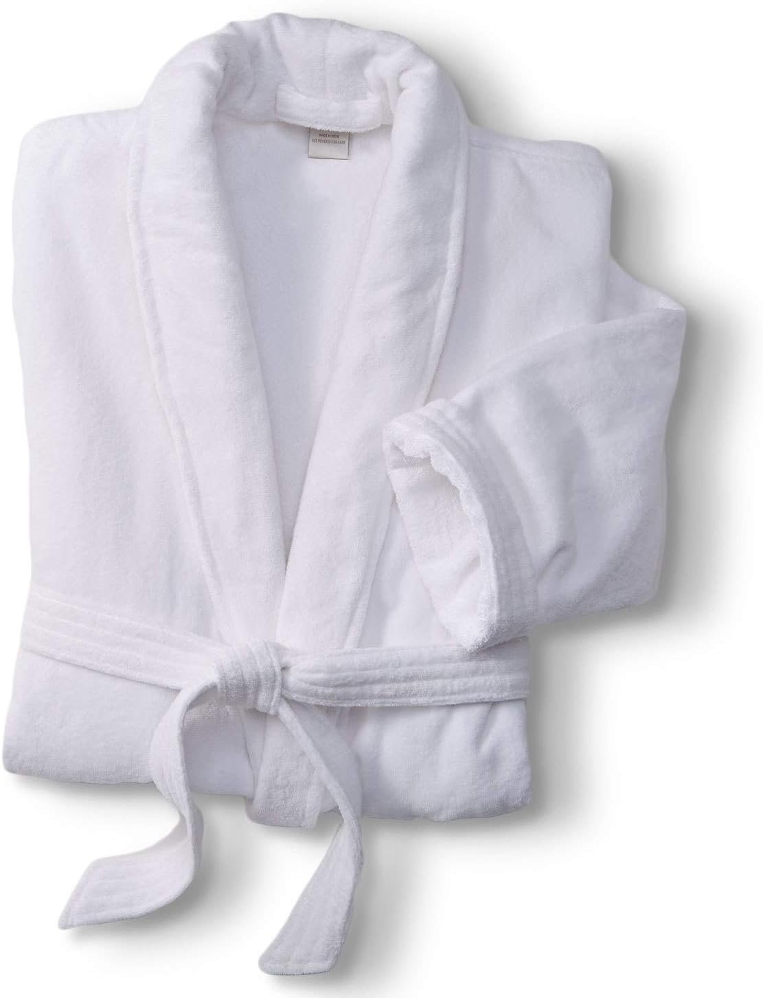 Marriott Terry Velour Bathrobe - Luxury 100% Cotton Hotel Spa Robe - Plush, Absorbent, Machine Washable - Shawl Collar, One Size