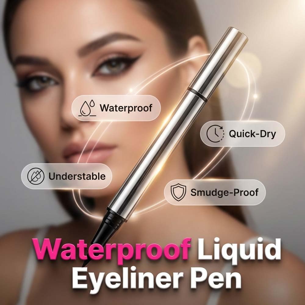 Long-lasting Eyeliner, 24 Hour Waterproof Liquid Eyeliner Pen, Cat Eye Liner with Ultra-Fine Tip for Sensitive Skin, Lightweight, Quick Dry, Smudge Proof, Matte Finish (Black) - Image 2