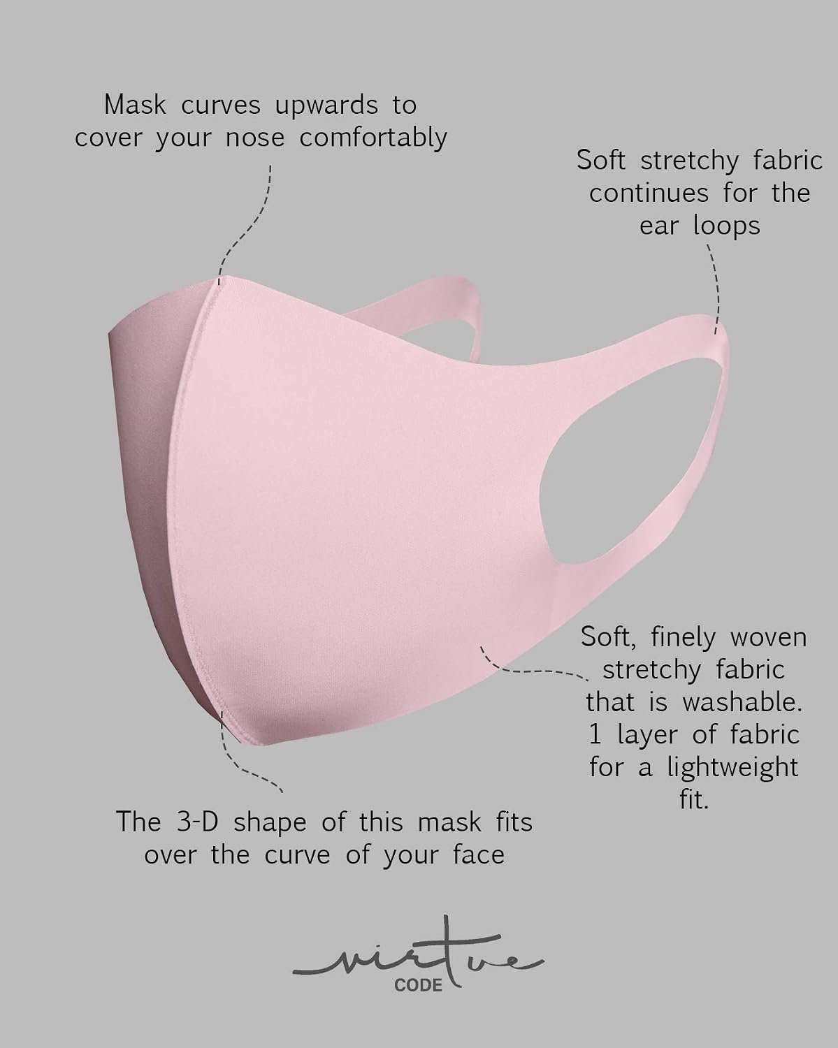 Virtue Code Second Skin Cloth Face Mask Pack. 4 Buttery Soft Masks Washable Fabric - Image 4