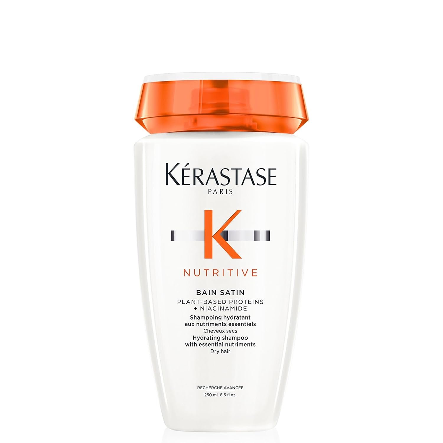 Kerastase Nutritive Bain Satin Shampoo | Gently Cleanses & Replenishes Moisture for Soft, Shiny Hair | With Plant-Based Proteins & Niacinamide | For Fine to Medium Dry Hair
