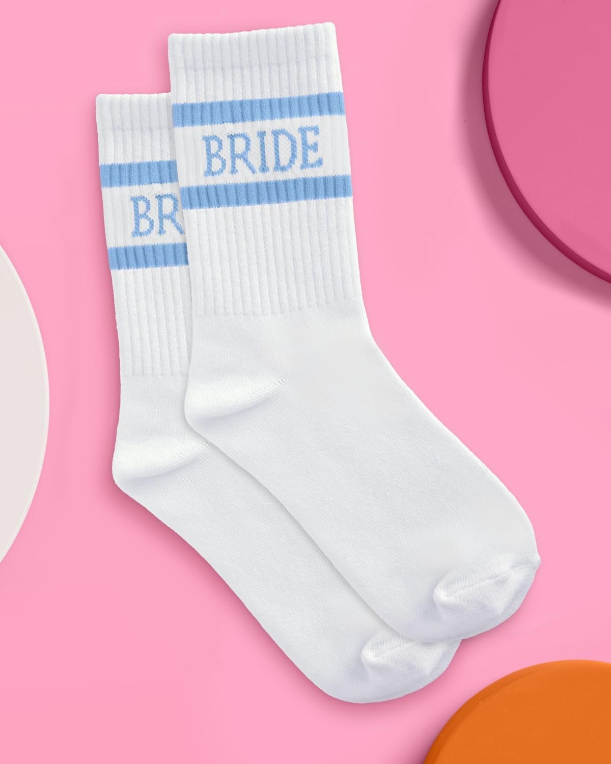xo, Fetti Bride Socks, White | Something Blue Bachelorette Wedding Gift | To Be, Bachelorette Decorations, Day Slippers, Bridal Footwear - Image 7