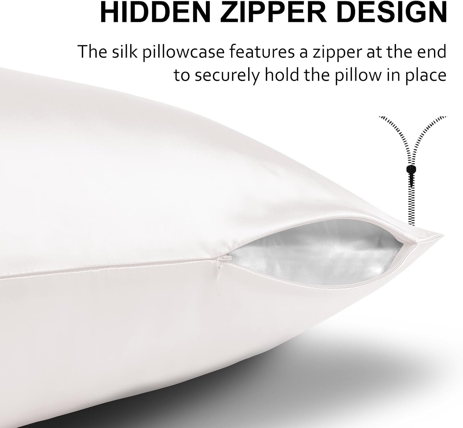 Ravmix 21 Momme 100% Mulberry Silk Pillow Case Standard 20x26, Ivory White | Reduces hair frizz & skin creases, Cool for hot sleepers, Beauty sleep gift box, Hidden zipper, Breathable natural, 1 pack - Image 6