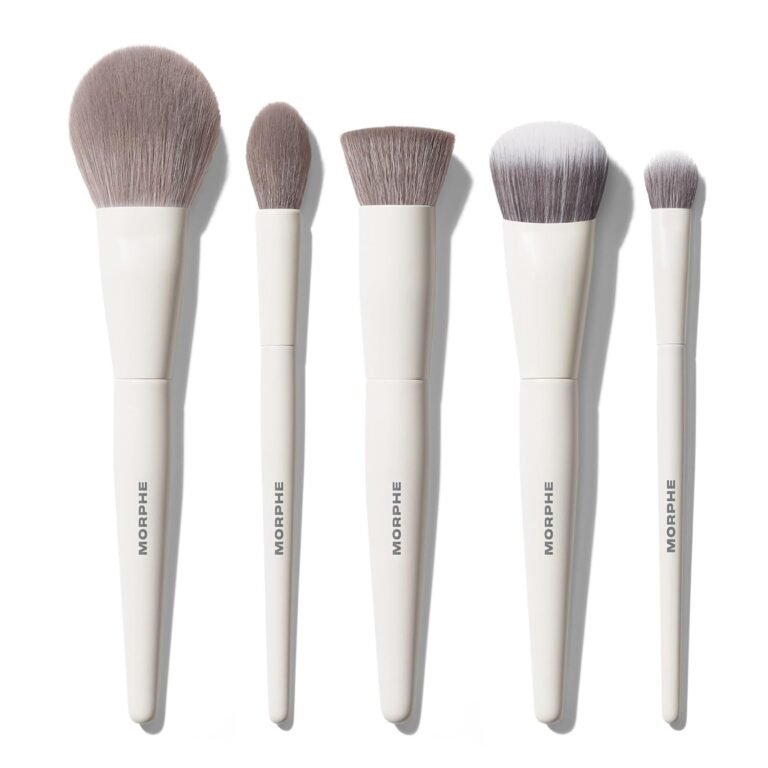 Morphe Portrait Mode 5 Piece Makeup Brush Set - Professional Makeup Brushes for Foundation, Concealer, Powder, Bronzer - Expertly Engineered Face Brush Kit for Smooth, Streak-Free Application (5 ct)