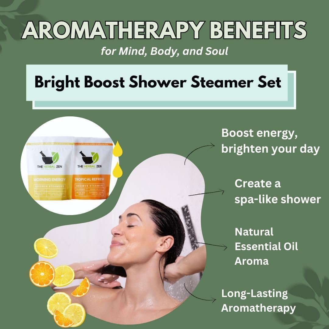 The Herbal Zen Shower Steamers Aromatherapy Gift for Women & Men - 20 Ct | Morning Energy + Tropical Refresh | Rereshing Shower Bomb Tablets | Natural Essential Oils for Relief & Relaxation | USA Made - Image 3