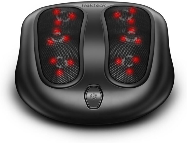 Nekteck Foot Massager with Heat, HSA Eligible FSA Massage Tools Gifts | Shiatsu Heated Electric Kneading Foot Massager Machine for Plantar Fasciitis, Built-in Infrared Heat Function and Power Cord
