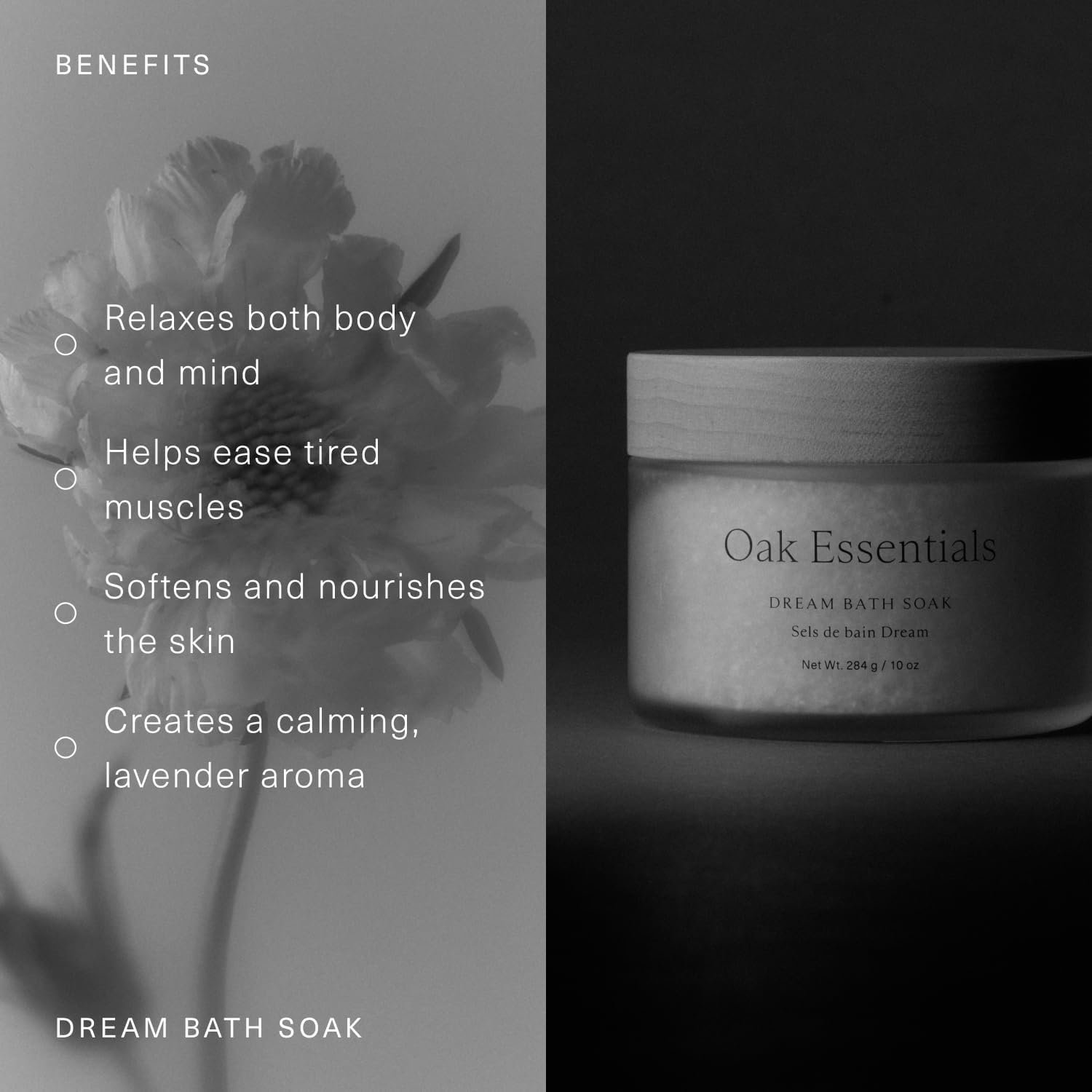 Oak Essentials Dream Bath Soak, Magnesium Bath Salts, 10oz | European sea salt, lavender, chamomile & geranium oils, restorative soak for recovery & relaxation - Image 5