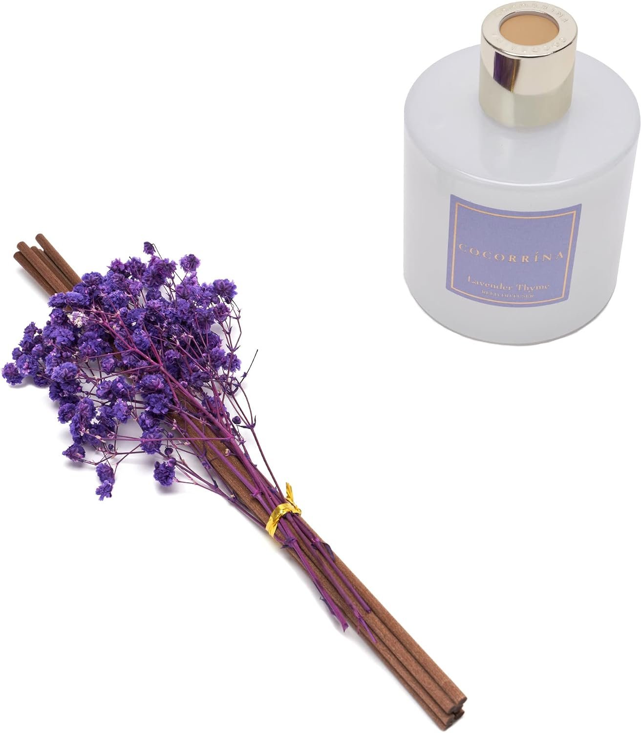 Cocorrína Premium Reed Diffuser Set with Preserved Baby's Breath & Cotton Stick Lavender Thyme | 6.76 Fl.oz Scent Diffuser for Bedroom Bathroom Home Décor - Image 3