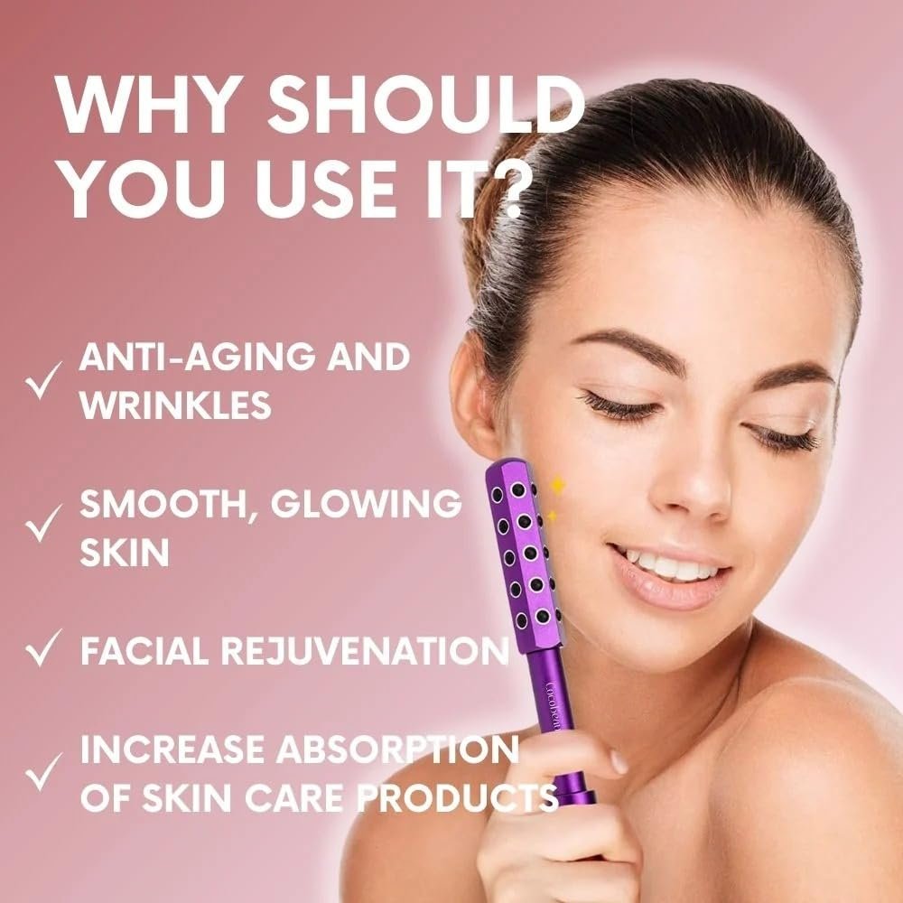 COCOBEAUTY Tourmaline Face Roller – Facial Massage Roller Tool for Lymphatic Drainage – Beauty Roller for Face – Facial Roller for Women Face – Beauty Sculptor Wand for Radiant Skin - Image 3