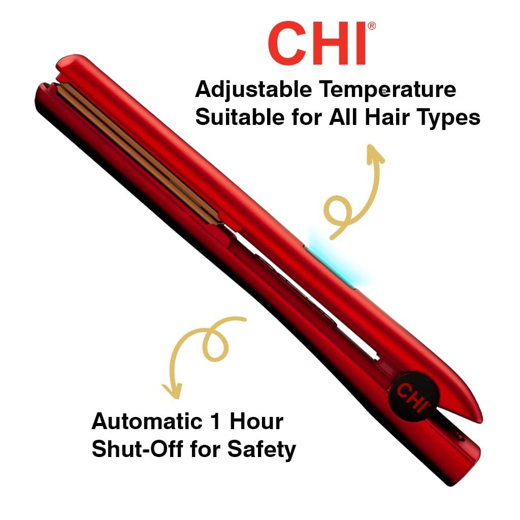 CHI Original Digital Ceramic Hair Straightener 1", Hairstyling Iron, Delivers Shiny Smooth Results, Even Heat for Less Damage, Ruby Red - Image 3