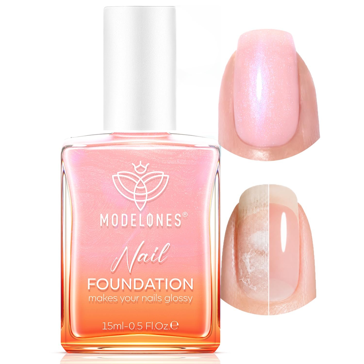 Modelones Nail Strengthener and Growth Glitter Pink Nail Polish Nail Repair