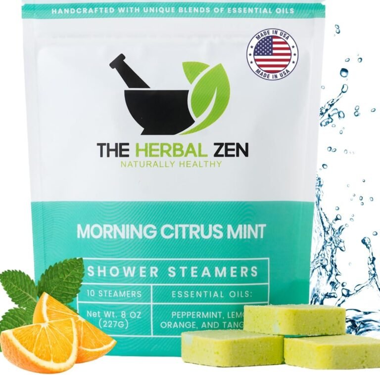 The Herbal Zen Morning Citrus Mint Shower Steamers Aromatherapy - 10 Pack | Energizing Peppermint, Orange, Lemon, Tangerine Blend | Natural Shower Bomb Tablets | Essential Oils | Women & Men | USA Made