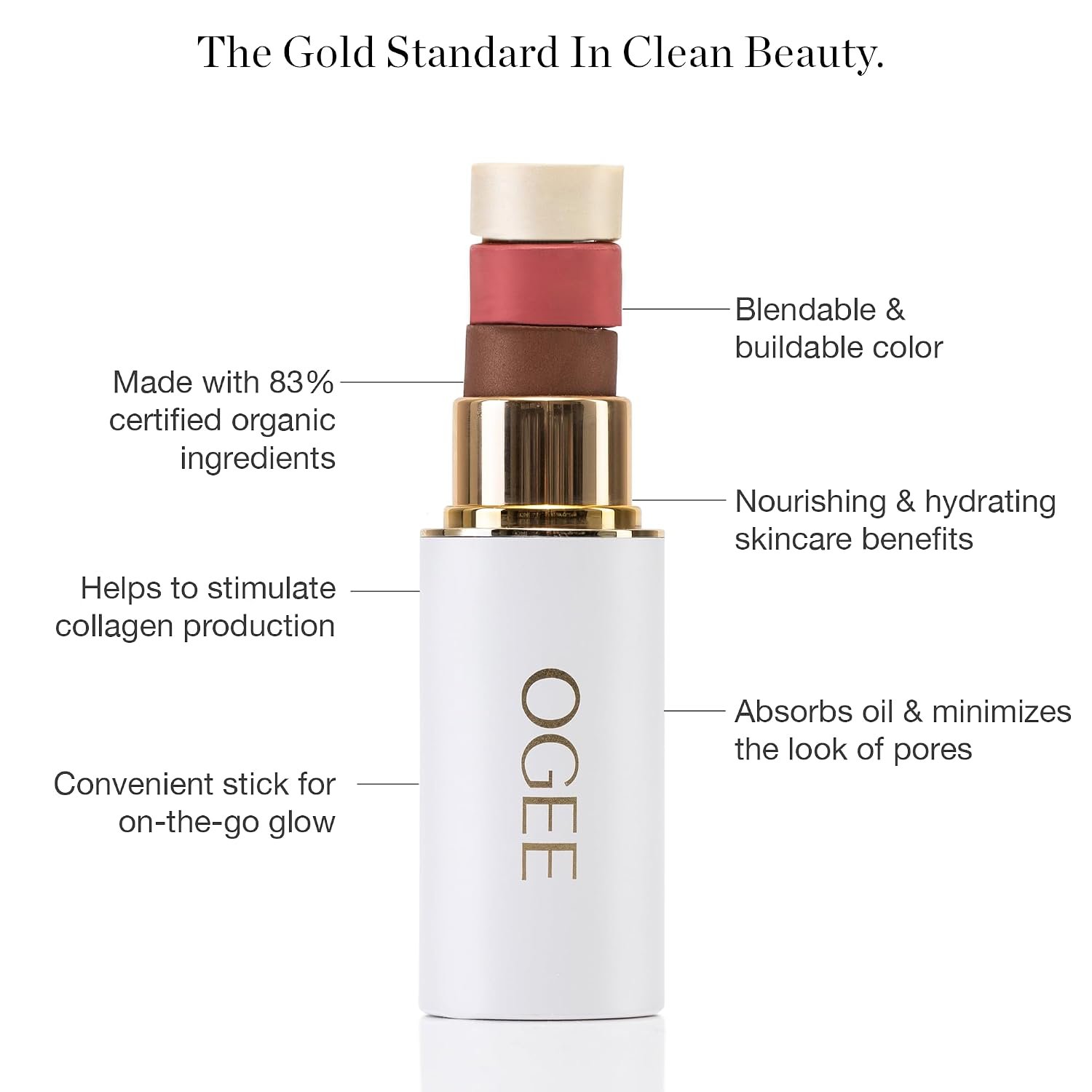 Ogee Sculpted Face Stick (OPAL) | STARLIGHT WHITE) Certified Organic Highlighter Makeup, Multi-Use Glow Highlighter Stick - Image 4