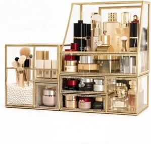 Tempered Glass Makeup Organizer wit...