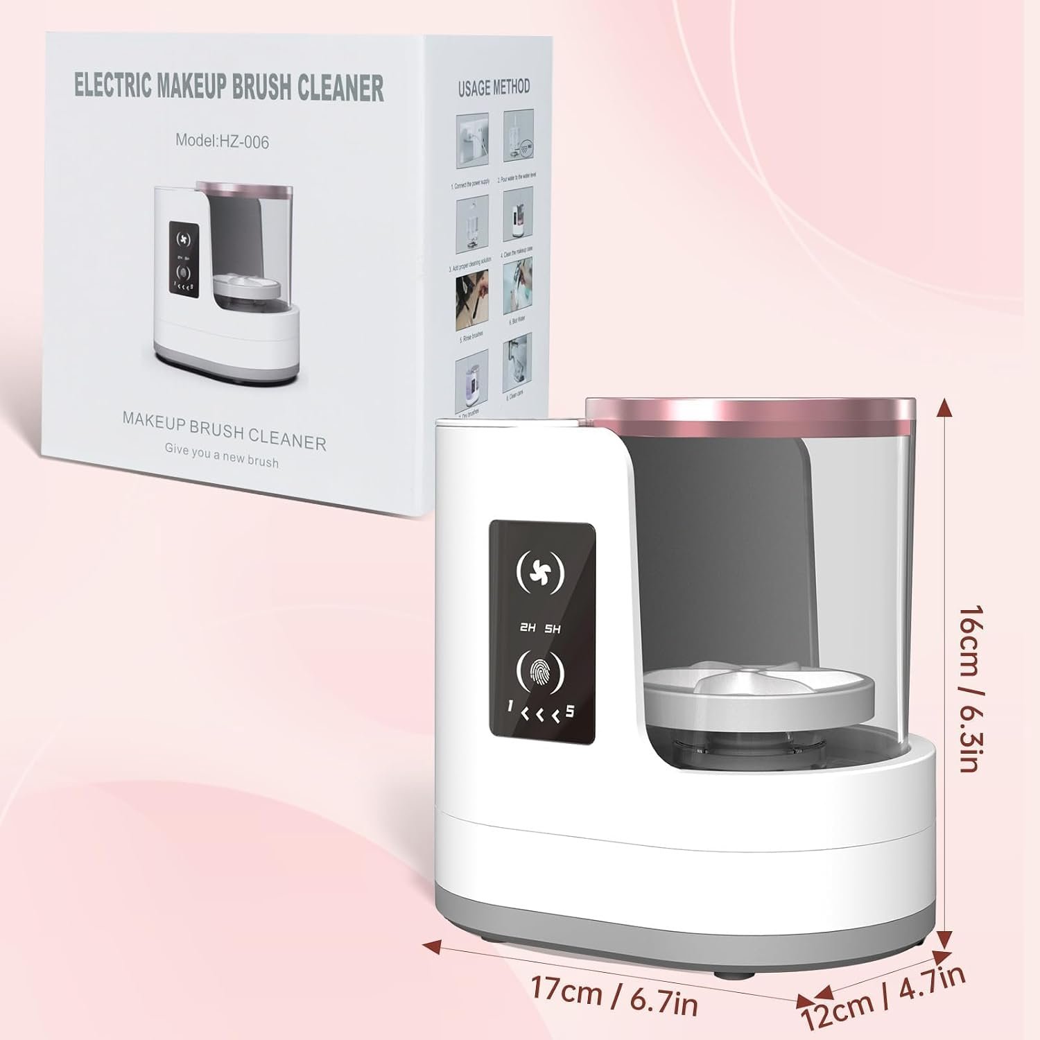 3 IN 1 Electric Makeup Brush Cleaner Machine With Makeup Brush Dryer-Holder-Portable Automatic USB Cosmetic Brushes Cleaner Tool for All Size Beauty Makeup Brush Set,Eyeshadow, Blush Brush - Image 5